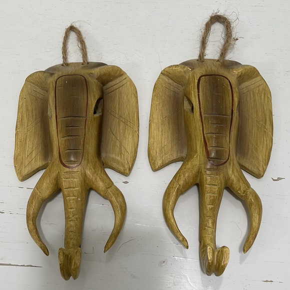 African Masks Wall Hanging Art Hand Carved Safari Décor Set of 8 - Picture 4 of 9